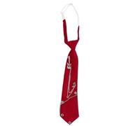 JDNH Giovanile Metallo Chitarra Catena Tie Estetica Punk Uniforme Pre Legato Cravatta Cinghia Regolabile per Musica Festival Evento Concerto Moda, Chitarra argento rosso, Taglia unica