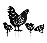 JDNH Ornamento del cortile del pollo della prova del tempo 4Pcs Acrilico Sculture di arte animale per patio del giardino e aiuola Paesaggio Acrilico Pollo Garden Art Set