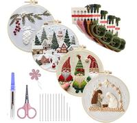 JDNH Set di ricamo natalizio con croci a cerchio, punto di partenza, cucito, fatto a mano, per lavori di artigianato