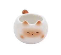 JDNH Tazza da latte in ceramica con design giocoso a forma di felino, lavabile in lavastoviglie, contenitore per bevande per vacanze e uso quotidiano