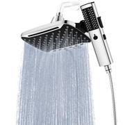 JDO Soffione doccia ad alta pressione, 7 modalità di spruzzo Soffioni doccia a pioggia con combinazione spray portatile, doppio soffione con spray a pioggia da 25,4 cm, doccia a mano staccabile, tubo