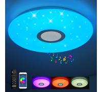 JDONG Plafoniera LED dimmerabile con altoparlante bluetooth, plafoniera 24W con telecomando o controllo APP,White Noise, per camera da letto cucina cameretta soggiorno bagno IP44