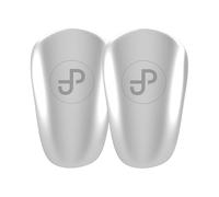 JDP Mini parastinchi, parastinchi extra piccoli per uomini/donne/bambini, protezione shin antiscivolo da calcio per bambini, accessori per il calcio 10x6 cm, edizione argento