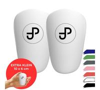 JDP Mini parastinchi, parastinchi extra piccoli per uomini/donne/bambini, protezione shin antiscivolo da calcio per bambini, accessori per il calcio 10x6 cm, bianchi