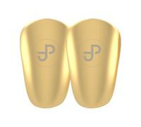 JDP Mini parastinchi, parastinchi extra piccoli per uomini/donne/bambini, protezione shin antiscivolo da calcio per bambini, accessori per il calcio 10x6 cm, edizione oro