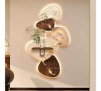 JDPYURV Decorazione murale 3D con Luce LED Stile Vintage, Scultura da Parete in grès con Vaso e mensola, Grande Arte da Parete per Ingresso e Soggiorno(A,40 * 80cm/15.7 * 31.5in)