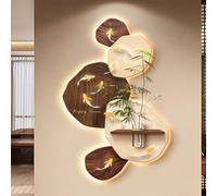 JDPYURV Decorazione murale 3D con Luce LED Stile Vintage, Scultura da Parete in grès con Vaso e mensola, Grande Arte da Parete per Ingresso e Soggiorno(C,80 * 160cm/31.5 * 63in)