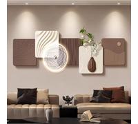 JDPYURV LED Wall Sculptures,Modern 3D Wall Art Decor with Double-Layer Sandstone Texture, Frameless Wall Hanging Art with Vase Carving And Faux Plant, 100-150cm(A,150 * 50cm/59 * 19.7in)