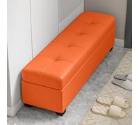 JDPYURV Panca Contenitore Bassa e Stretto, 30cm/40cm Larghezza, Banco Ingresso con Ripo Nascosto, Pouf Moderno per Spazi Piccoli(Orange,90 * 40cm/35.4 * 15.7in)