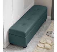 JDPYURV Panca Contenitore Bassa e Stretto, 30cm/40cm Larghezza, Banco Ingresso con Ripo Nascosto, Pouf Moderno per Spazi Piccoli(Dark Green,90 * 30cm/35.4 * 11.8in)