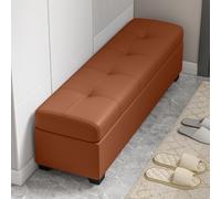 JDPYURV Panca Contenitore Bassa e Stretto, 30cm/40cm Larghezza, Banco Ingresso con Ripo Nascosto, Pouf Moderno per Spazi Piccoli(Brown,110 * 40cm/43.3 * 15.7in)