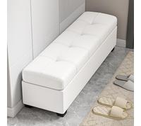 JDPYURV Panca Contenitore Bassa e Stretto, 30cm/40cm Larghezza, Banco Ingresso con Ripo Nascosto, Pouf Moderno per Spazi Piccoli(Off-White,110 * 30cm/43.3 * 11.8in)
