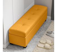 JDPYURV Panca Contenitore Bassa e Stretto, 30cm/40cm Larghezza, Banco Ingresso con Ripo Nascosto, Pouf Moderno per Spazi Piccoli(Yellow,80 * 40cm/31.5 * 15.7in)