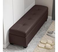 JDPYURV Panca Contenitore Bassa e Stretto, 30cm/40cm Larghezza, Banco Ingresso con Ripo Nascosto, Pouf Moderno per Spazi Piccoli(Dark Brown,90 * 30cm/35.4 * 11.8in)