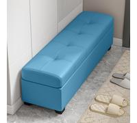 JDPYURV Panca Contenitore Bassa e Stretto, 30cm/40cm Larghezza, Banco Ingresso con Ripo Nascosto, Pouf Moderno per Spazi Piccoli(Dark Blue,90 * 30cm/35.4 * 11.8in)