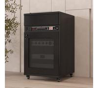 JDPYURV Rack Hifi con Ruote, Supporto Multimediale AV Mobile per Amplificatore, Rack Audio Mobile Con Ruote Universali, Armadio di Storage con Cassetto - 12U/16U, Nero(Black,H 90cm/35.4in)
