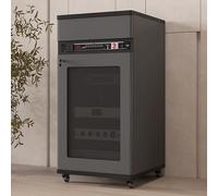 JDPYURV Rack Hifi con Ruote, Supporto Multimediale AV Mobile per Amplificatore, Rack Audio Mobile Con Ruote Universali, Armadio di Storage con Cassetto - 12U/16U, Nero(Gray,H 108cm/42.5in)