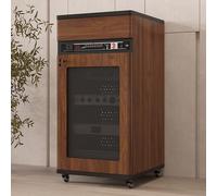 JDPYURV Rack Hifi con Ruote, Supporto Multimediale AV Mobile per Amplificatore, Rack Audio Mobile Con Ruote Universali, Armadio di Storage con Cassetto - 12U/16U, Nero(Brown,H 108cm/42.5in)