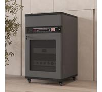 JDPYURV Rack Hifi con Ruote, Supporto Multimediale AV Mobile per Amplificatore, Rack Audio Mobile Con Ruote Universali, Armadio di Storage con Cassetto - 12U/16U, Nero(Gray,H 90cm/35.4in)