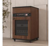 JDPYURV Rack Hifi con Ruote, Supporto Multimediale AV Mobile per Amplificatore, Rack Audio Mobile Con Ruote Universali, Armadio di Storage con Cassetto - 12U/16U, Nero(Brown,H 90cm/35.4in)