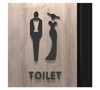 JDQTPOET Segno della Toilette Targa for WC Color Oro Nero Targa in Acrilico 3D Etichetta Adesiva for Porta del Bagno Porta WC Segnaletica for la Decorazione della casa dell'hotel d'Arte(22,25x16cm)