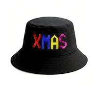JDVOOTD Cappello da pescatore LED programmabile con display flessibile, cappello a secchiello a LED per feste, abbigliamento cyberpunk, gadget fantastici regalo, Bluetooth controllabile tramite app