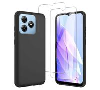 JDXHFF Cover Compatibile con Blackview Wave 8 / Blackview Wave 8C (6.56") e 2 Pezzi Pellicola Protettiva in Vetro Temperato - Nero Morbido Silicone Custodia Protettivo TPU Protezione Case Black