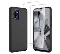 JDXHFF Cover Compatibile con HMD Pulse Pro/HMD Pulse/HMD Pulse Plus (6.56") e 2 Pezzi Pellicola Protettiva in Vetro Temperato - Nero Morbido Silicone Custodia Protettivo TPU Protezione Case