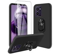 JDXHFF Cover Compatibile con Nokia HMD Pulse Pro/HMD Pulse/HMD Pulse Plus (6.56") Nero e Staffa Girevole a 360° e Pellicola Protettiva in Vetro Temperato - Custodia Morbido Silicone TPU Case