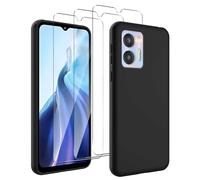 JDXHFF Cover Compatibile con Oukitel C35 / Oukitel C36 (6.56") Nero e 3 Pezzi Pellicola Protettiva in Vetro Temperato - Custodia Morbido Silicone Protettivo TPU Case Black
