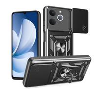 JDXHFF Cover Compatibile con Realme Note 70T (6.75") Hard PC e Silicone TPU Custodia con Supporto Girevole a 360° Protezione Case Nero