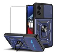 JDXHFF Cover Compatibile con TCL 50 SE (6.78") e 1 Pezzi Pellicola Protettiva in Vetro Temperato - Hard PC e Silicone TPU Custodia con Supporto Girevole a 360° Protezione Case Blu