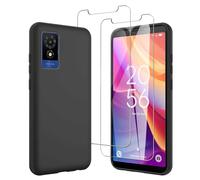 JDXHFF Cover Compatibile con TCL 501 (6.0") e 2 Pezzi Pellicola Protettiva in Vetro Temperato - Nero Morbido Silicone Custodia Protettivo TPU Protezione Case Black