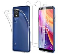 JDXHFF Cover Compatibile con TCL 501 (6.0") e 2 Pezzi Pellicola Protettiva in Vetro Temperato - Trasparente Morbido Silicone Custodia Protettivo TPU Protezione Case Clear