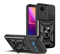 JDXHFF Cover Compatibile con TCL 501 (6.0") Hard PC e Silicone TPU Custodia con Supporto Girevole a 360° Protezione Case Nero