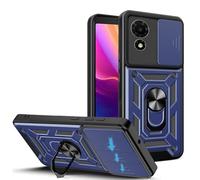 JDXHFF Cover Compatibile con TCL 501 (6.0") Hard PC e Silicone TPU Custodia con Supporto Girevole a 360° Protezione Case Blu