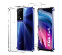 JDXHFF Cover Compatibile con TCL 505 (6.75") Trasparente | e 2 Pezzi Pellicola Protettiva in Vetro Temperato - Bumper Custodia Morbido Silicone Protettivo TPU Case Clear