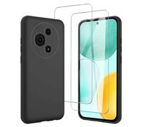 JDXHFF Cover Compatibile con TCL 605 / TCL 60 SE (6.67") e 2 Pezzi Pellicola Protettiva in Vetro Temperato - Nero Morbido Silicone Custodia Protettivo TPU Protezione Case Black