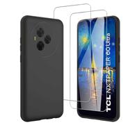 JDXHFF Cover Compatibile con TCL NxtPaper 60 Ultra (7.2") e 2 Pezzi Pellicola Protettiva in Vetro Temperato - Nero Morbido Silicone Custodia Protettivo TPU Protezione Case Black