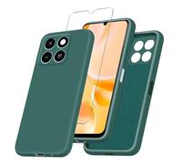 JDXHFF Cover Compatibile con ZTE Blade A35 / ZTE Blade A55 (6.75") e 1 Pezzi Pellicola Protettiva in Vetro Temperato - Verde Morbido Silicone Custodia Protettivo TPU Protezione Case Darkgreen