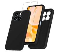 JDXHFF Cover Compatibile con ZTE Blade A35 / ZTE Blade A55 (6.75") e 1 Pezzi Pellicola Protettiva in Vetro Temperato - Nero Morbido Silicone Custodia Protettivo TPU Protezione Case Black