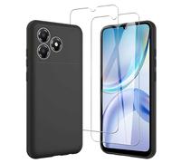 JDXHFF Cover Compatibile con ZTE Blade A36 (6.75") e 2 Pezzi Pellicola Protettiva in Vetro Temperato - Nero Morbido Silicone Custodia Protettivo TPU Protezione Case Black