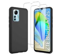 JDXHFF Cover Compatibile con ZTE Blade A72s (6.75") e 2 Pezzi Pellicola Protettiva in Vetro Temperato - Nero Morbido Silicone Custodia Protettivo TPU Protezione Case Black