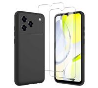 JDXHFF Cover Compatibile con ZTE Blade A76 4G (6.75") e 2 Pezzi Pellicola Protettiva in Vetro Temperato - Nero Morbido Silicone Custodia Protettivo TPU Protezione Case Black