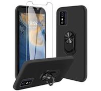 JDXHFF Cover Compatibile con ZTE Blade L9 (5.0") Nero e Staffa Girevole a 360° e Pellicola Protettiva in Vetro Temperato - Custodia Morbido Silicone Protettivo TPU Case Black