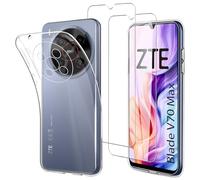JDXHFF Cover Compatibile con ZTE Blade V70 Max (6.9") e 2 Pezzi Pellicola Protettiva in Vetro Temperato - Trasparente Morbido Silicone Custodia Protettivo TPU Protezione Case Clear