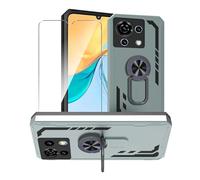 JDXHFF Custodia Compatibile con ZTE Blade V50 Vita (6.75") e 1 Pezzi Pellicola Vetro Temperato - Hard PC e Silicone TPU Cover con Supporto Girevole a 360° Protezione Bumper Case Verde