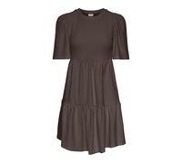 JDY Abito da Donna a Maniche Corte JDYCarla Cathinka con Motivo Traforato, Marrone Cioccolato, XXL
