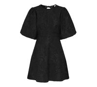 JDY - Vestito corto con maniche a palloncino e fiocchi sul retro in jacquard nero L