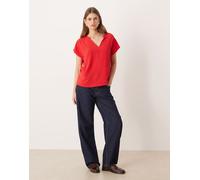 JDY - Blusa rossa a maniche corte con scollo a V-Rosso 34